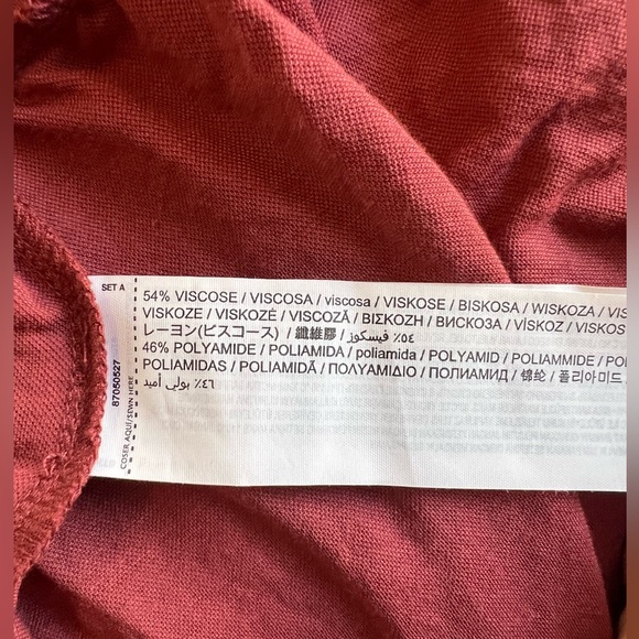 Mango - Ruffled Drop Waist - Rust Red / Maroon Dress - Picture 5 of 10